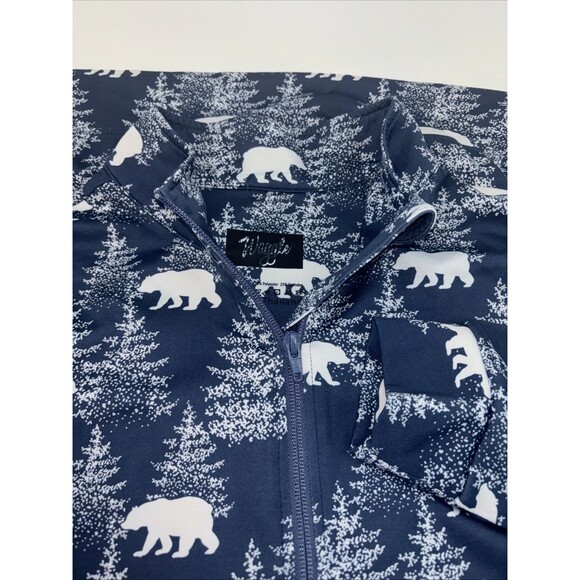 Waggle Performance Golf Pullover Blue Polar Bear Print Top Men L Zip Stretch - Picture 2 of 7